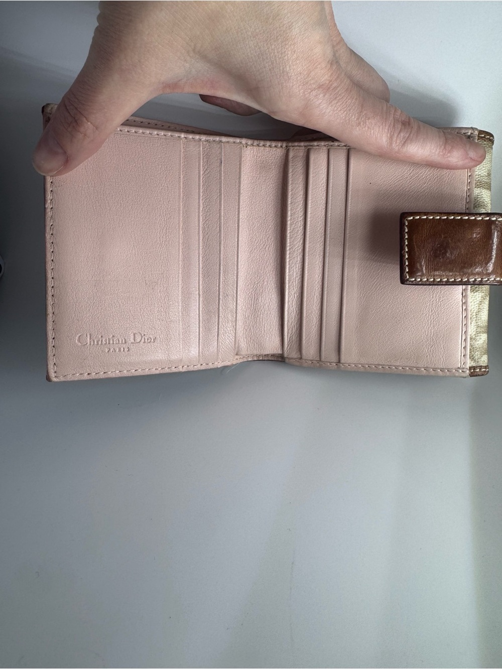 Christian Dior Rare Heart Lock Trotter Wallet Pink Interior Y2K Diorissimo Auth - Picture 4 of 13